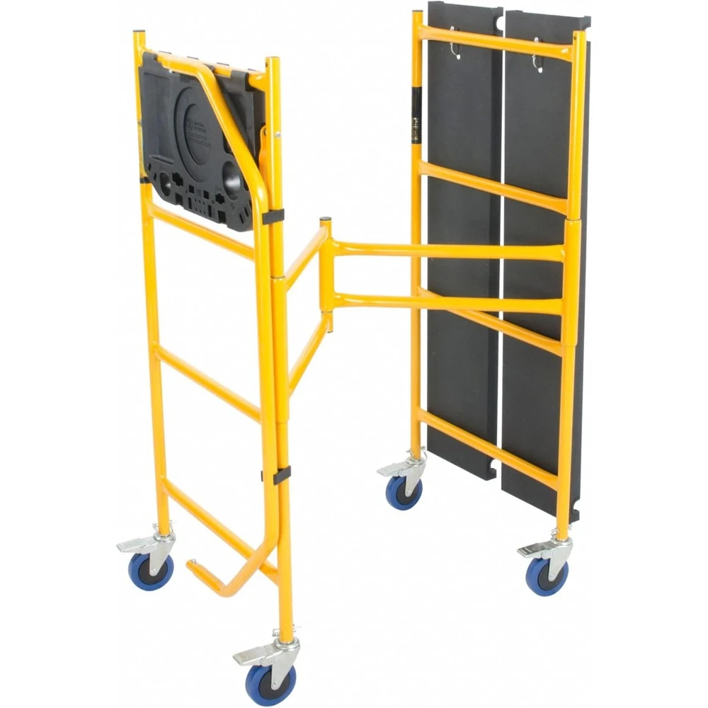 4 Ft Scaffolding Platform, Adjustable, Foldable and Rolling Scaffold Platform with 4-Inch Locking Wheels for Construction