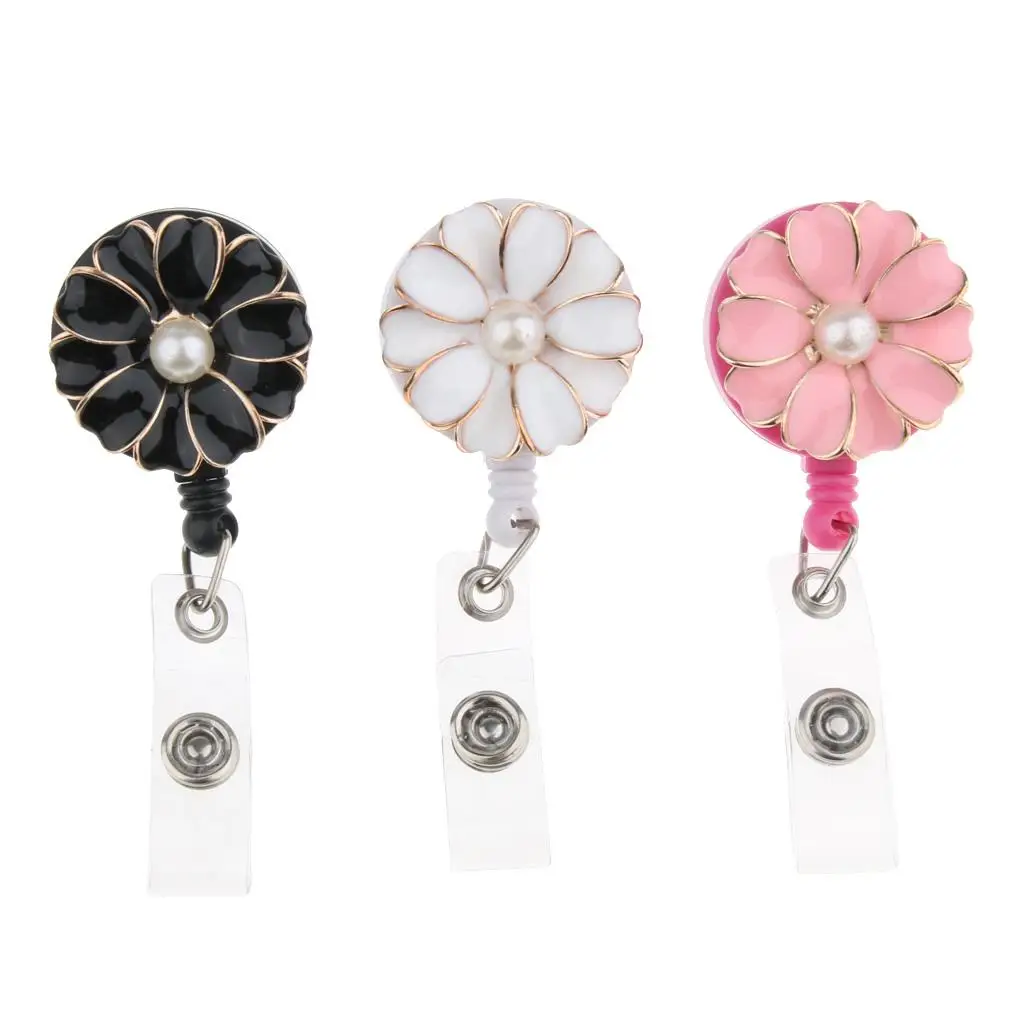 ID Badge Reel Retractable Nylon Wire Heavy Duty Keychain Holder with Split Ring for Student Nurse Teacher Events