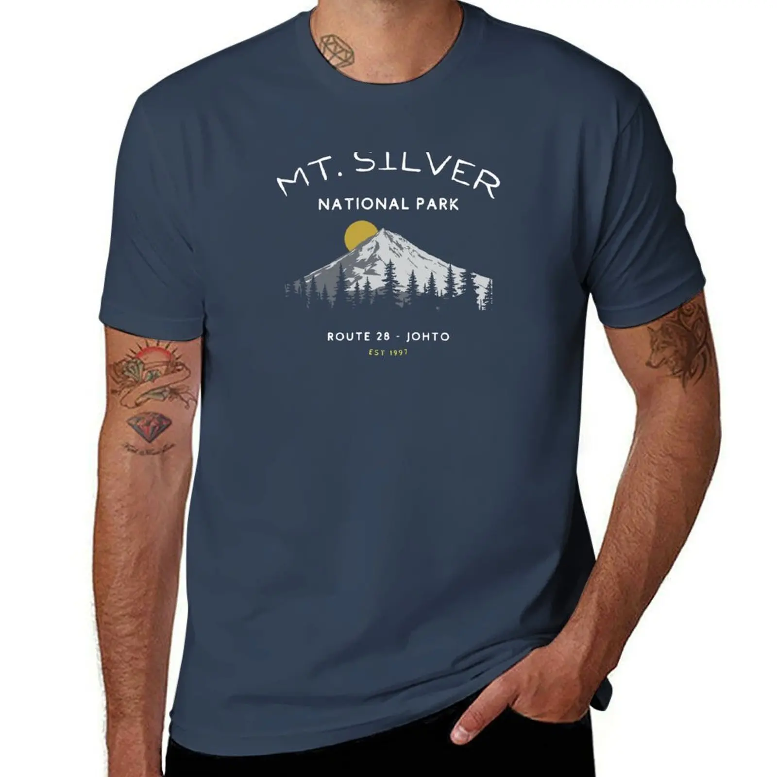 

Park 1997 Nation Johto Mt. Est Silver T-Shirt Breathable Travel T-Shirt