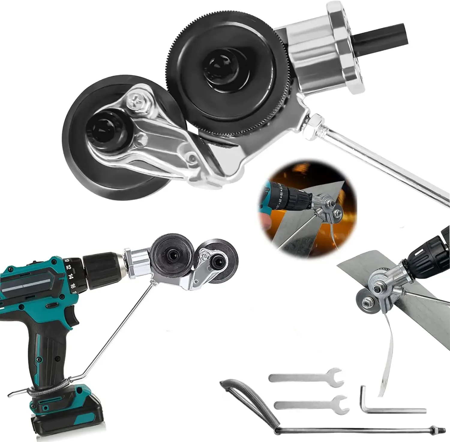 Electric Drill Plate Drill Attachment Cutter Metal Kit 8 Pcs with Adapter DIY Metal Drill Attachment for Cutting Iron Whiteboard
