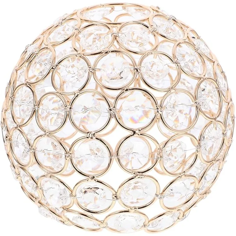 

Gold Crystal Chandelier Lamp Shade Round Ceiling Lamp Cover Shade Table Wall Bulb Shade Cover Fixture Decorative Ceiling Light