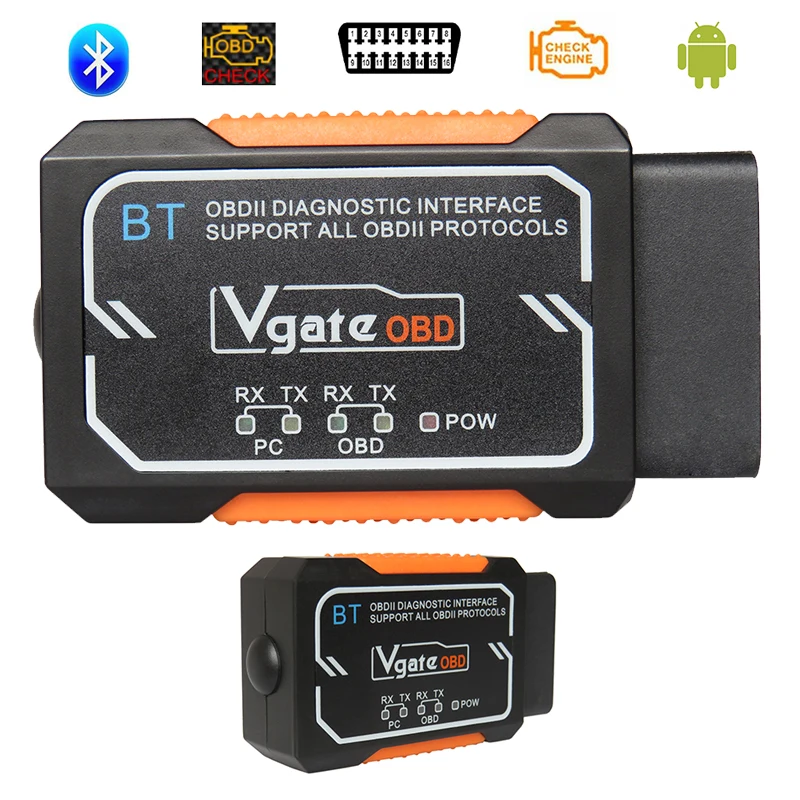 

Vgate новейший Bluetooth ELM327 V1.5 автоматические диагностические инструменты OBD2 сканер для Android/iOS Elm 327 В 1,5 OBD 2 ii диагностический сканер