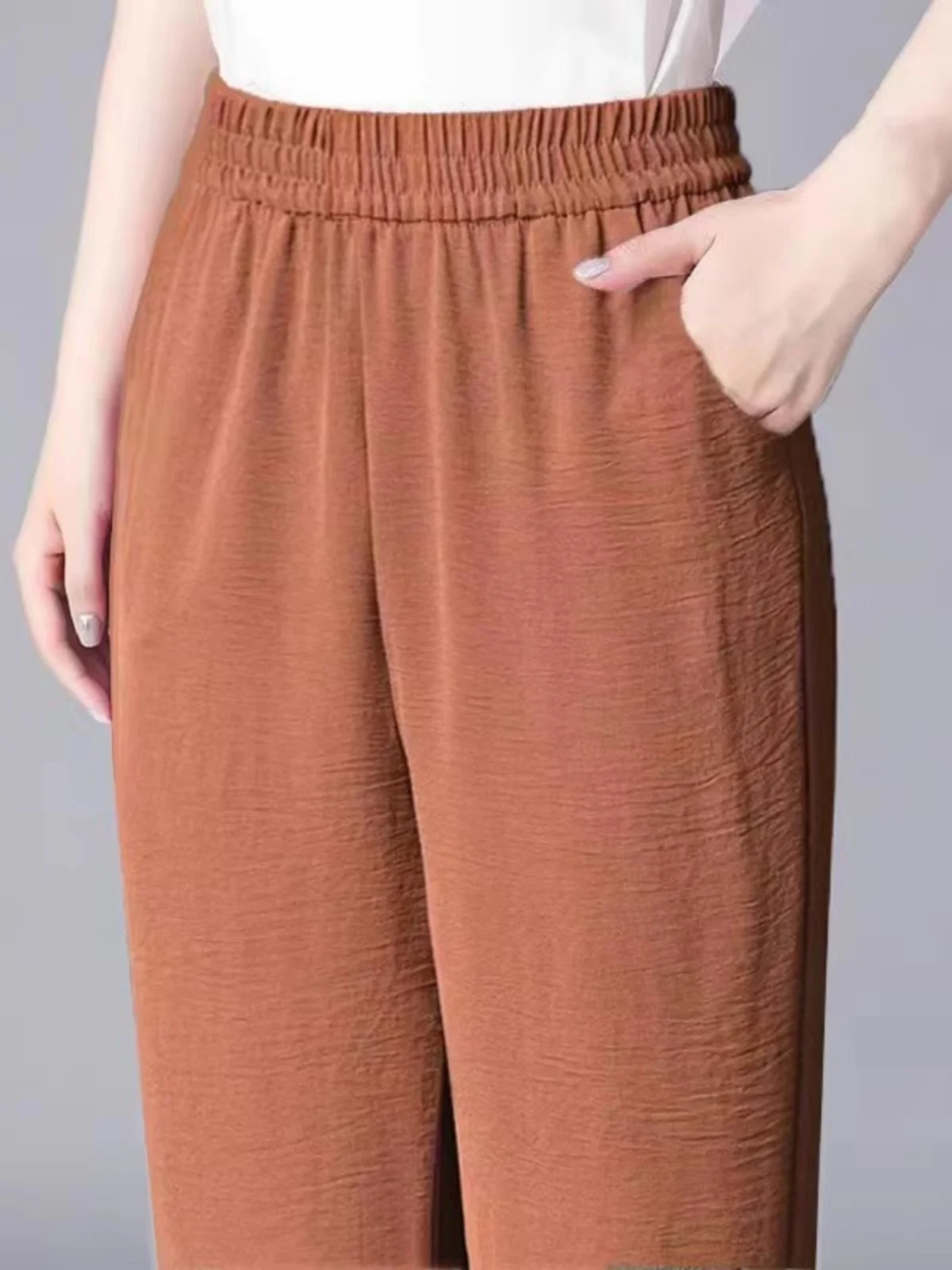 Slimming High Waist Harlan Pants Women's Summer Thin Ice Silk Hemp Casual Large Size Trendy Nine Points Pants