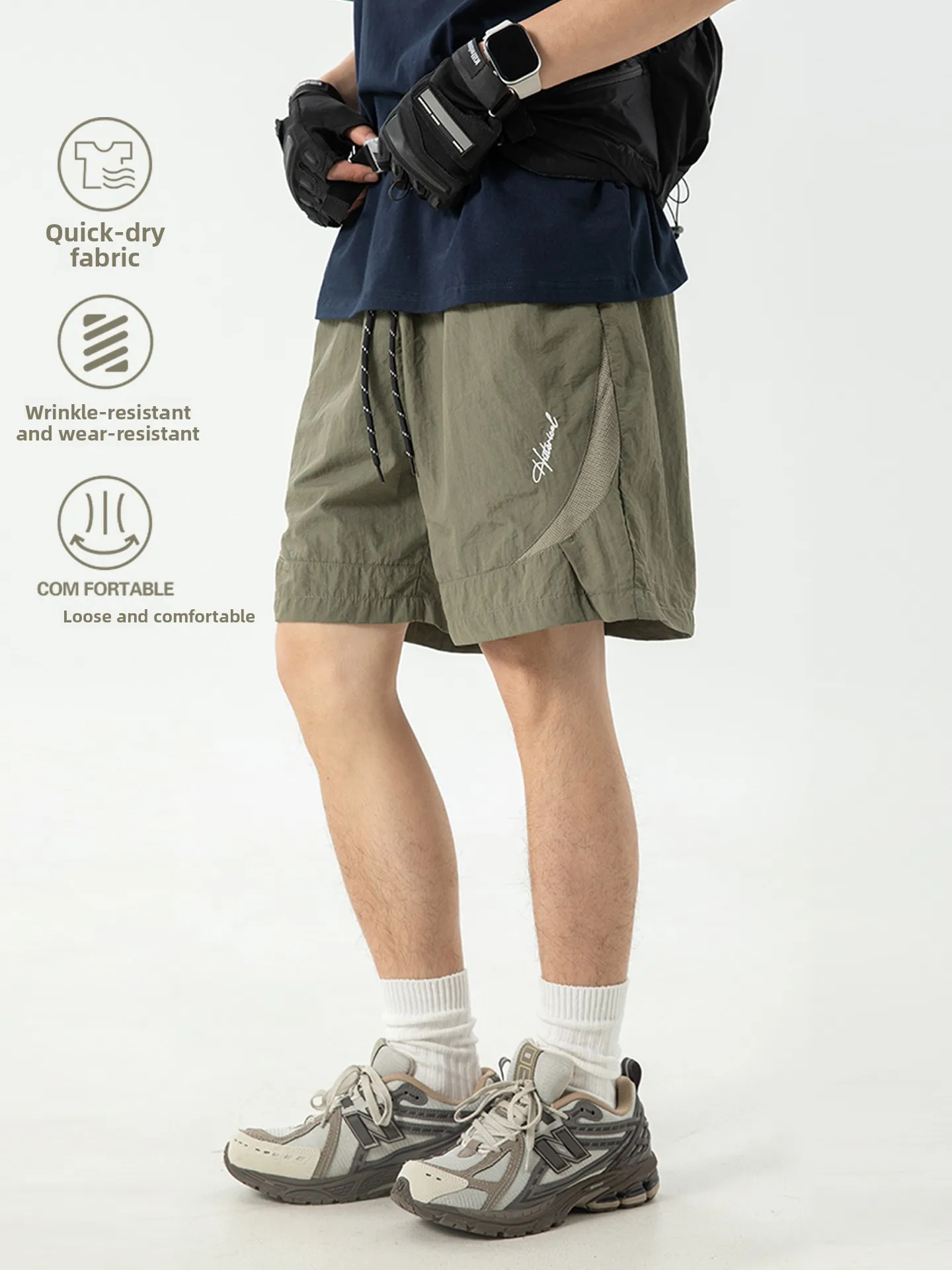 Outdoor Breathable Mesh Splice Sports Shorts Men Women Summer Sweat Absorbent Quick Dry Loose Climbing Five-Quarter Pants