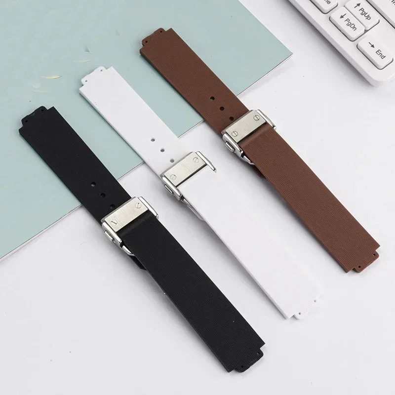 For Hublot Female Women Rubber Strap Quartz Fusion Silicone Watch Accessories Band 20*13mm Wrist Band 18mm watch Buckle