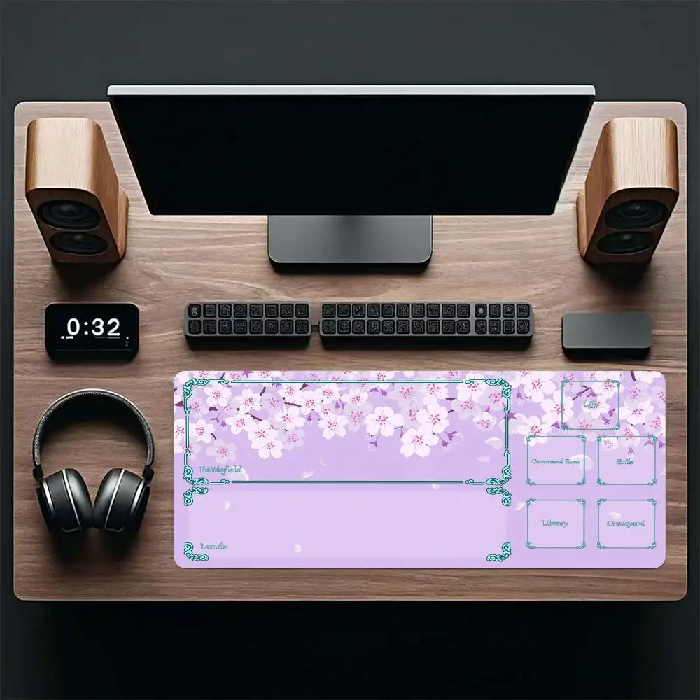 لوحة ماوس الكرز ذات طابع خيالي TCG سجادة لعب الألعاب سجادة لعب مبارزة للمبتدئين بطاقة معارك قائد 14*24 بوصة لوحة مكتب