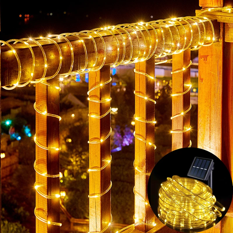 

LED Solar Tube Rope Lights String Wedding Party Holiday Solar Garland Fairy Light Garden Yard 2026 Ramadan Decoration Lamps