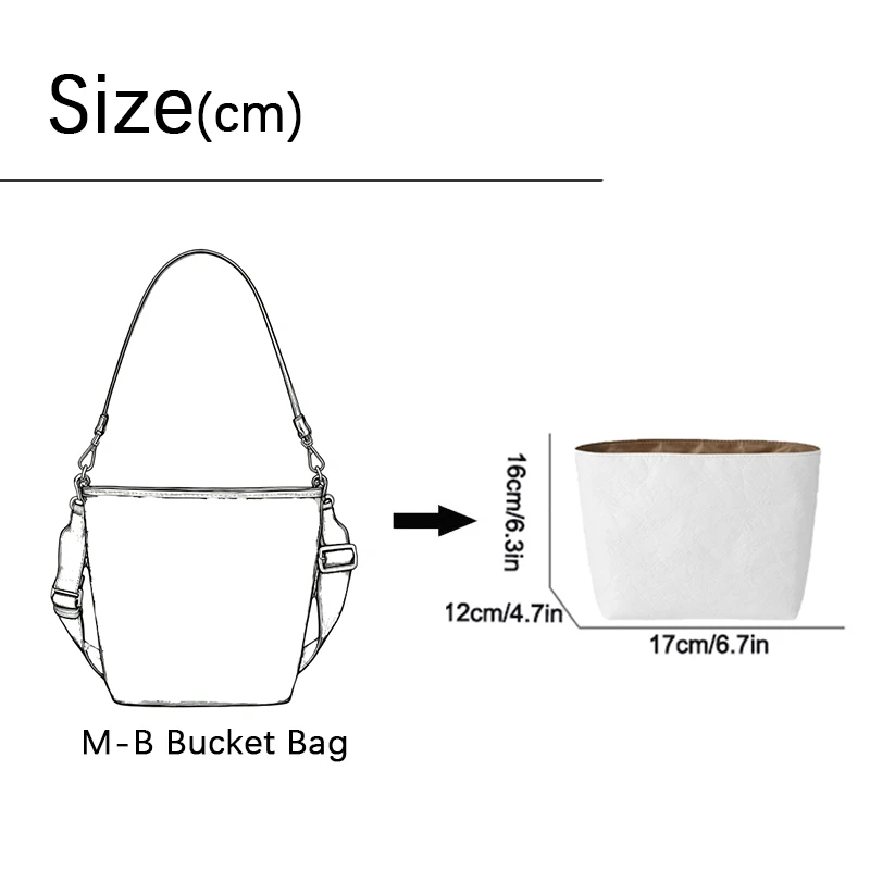 EverToner Microfiber paper Purse Organizer Insert Fit for M-B Bucket Bag Slim Inner Liner Organizer Lightweight Inside Bag