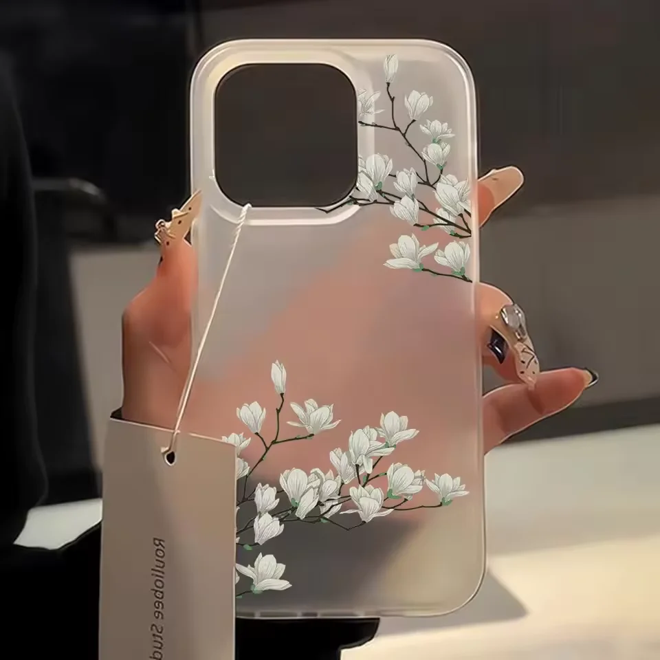 Oil Painting Flower Design Print Phone Case For iPhone 17 AIR 16E 15 14 13 12 11 Pro MAX MINI XR XSMAX 7 8 Plus Y2K Matte Cover - view 4