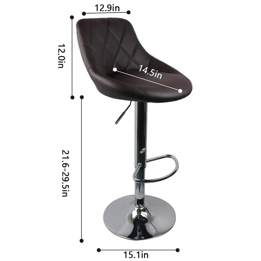 Height Adjustable Swivel Bar Stools Set of 4 with Back PU Leather Kitchen Counter Dining Chair Brown, Customized - view 3
