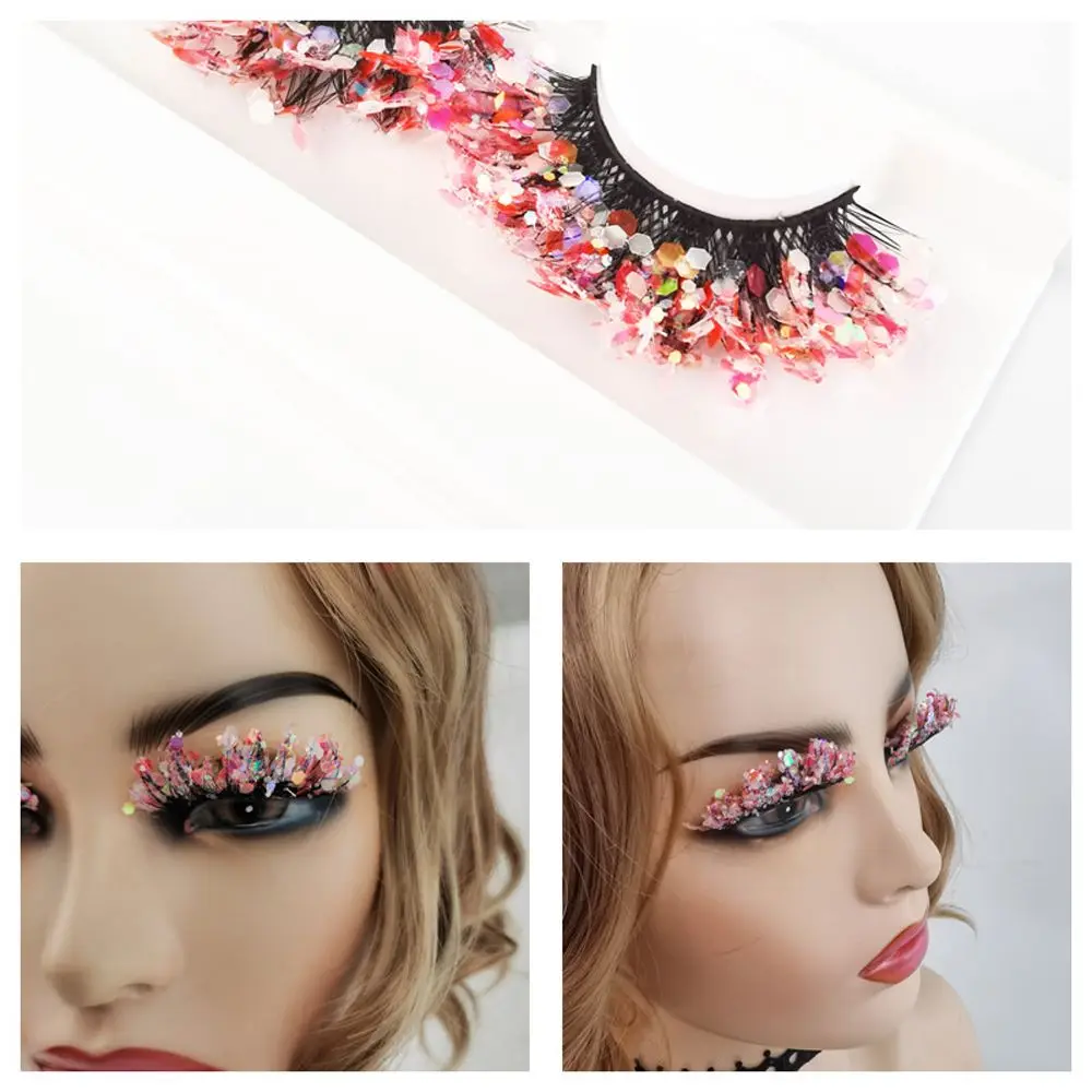

Strip Lashes Women False Eyelashes Stage Makeup Glitter Colored Eyelashes Luminous Eyelashes Lashes Extension Fake Eyelashes