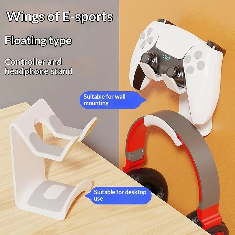 ∘2-in-1 Controller & Headphone Holders, No-Drill Adjustable Wall/Desk Mounts Stands, Space-Saving Sturdy Gaming PCs Accessories