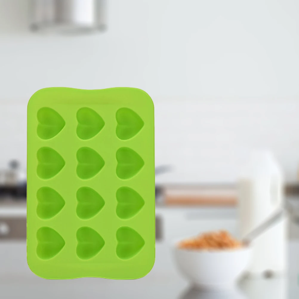 

DIY 12 Cavities Ice Cube Tray Love Heart Shaped Ice Making Mold Chocolate Mould Kitchen Accessories (Green)
