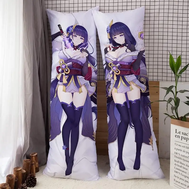 

Genshin Impact Anime Raiden Shogun Dakimakura Cosplay Hugging Body Cool Pillow Case Custom Double Side Print PillowCase