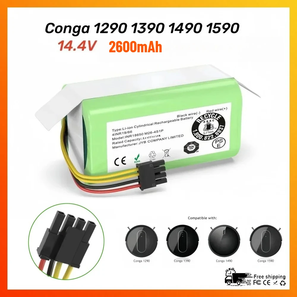 

Original 14.4V 2600mAh Replacement Battery for Proscenic Cocoa Smart 780T,790T Robot,Conga 1290 1390 1490 1590 Vacuum Cleaner