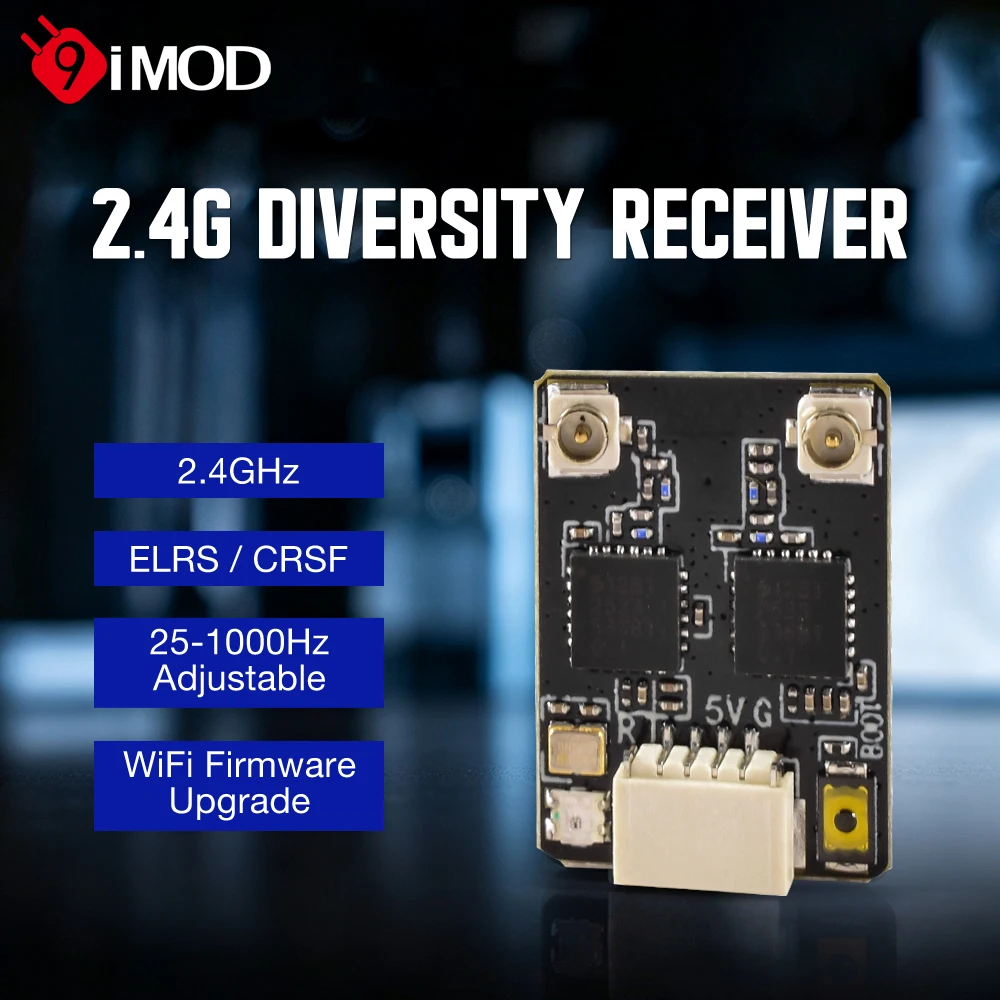 9IMOD ELRS DUAL 2.4G V2 C3 True Diversity Receiver 25-1000Hz WiFi Firmware Upgrade CRSF RX for FPV Racing Freestyle Drone