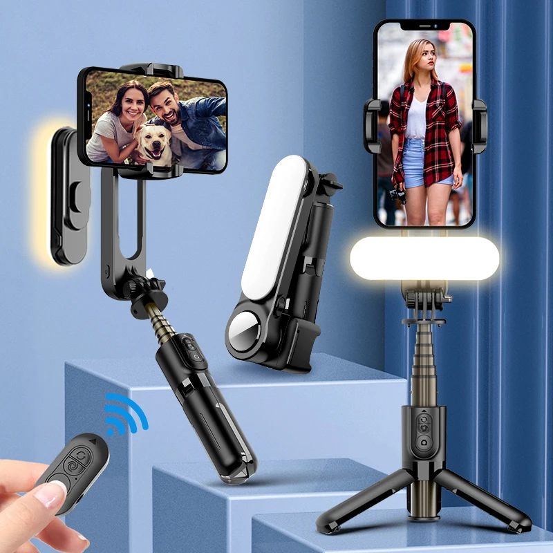 LED Gimbal Stabilizer Selfie Stick Tripod with Fill Light  Wireless Bluetooth For HUAWEI Xiaomi IPhone 13 Cell Phone Smartphone