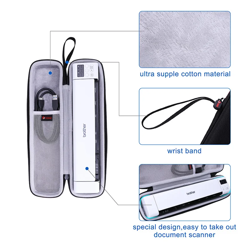 XANAD Hard Case for Brother DS-940DW/DS-740D/DS-640 Compact Mobile Document Scanner Protective Carrying Storage Bag