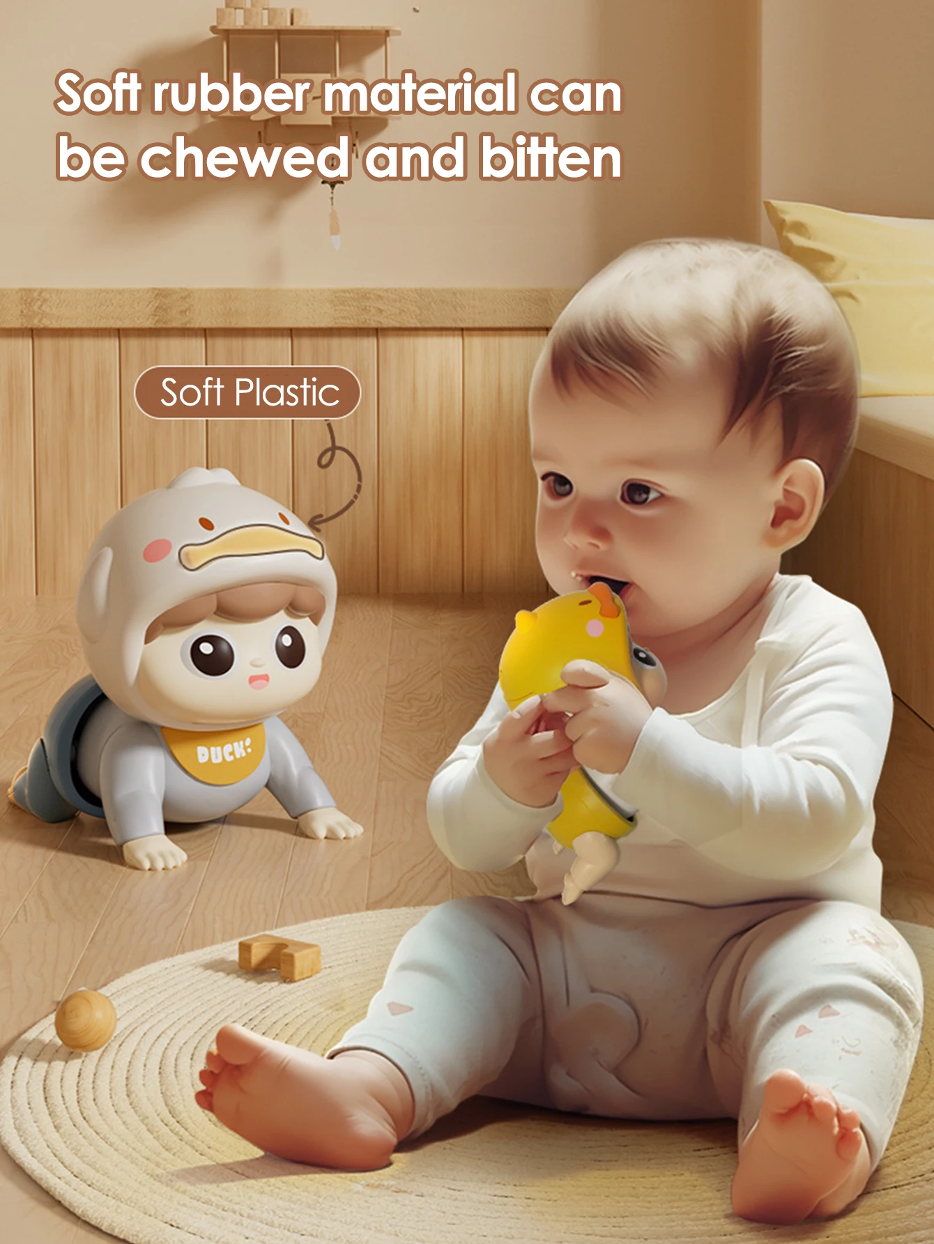 음악이 나오는 기어다니는 인형 아기 장난감, 0-1세, 기어다니기 교육 및 머리 올리기 훈련