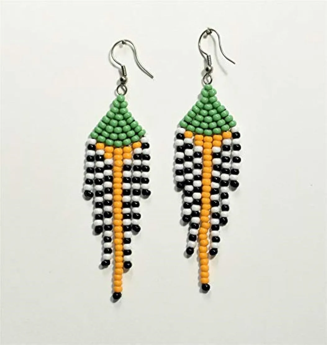 ZGMXR  Rice bead earrings Tassel Geometry Hand weaving Alloy Fashion Simple Bohemia Pattern Woman Beaded earrings