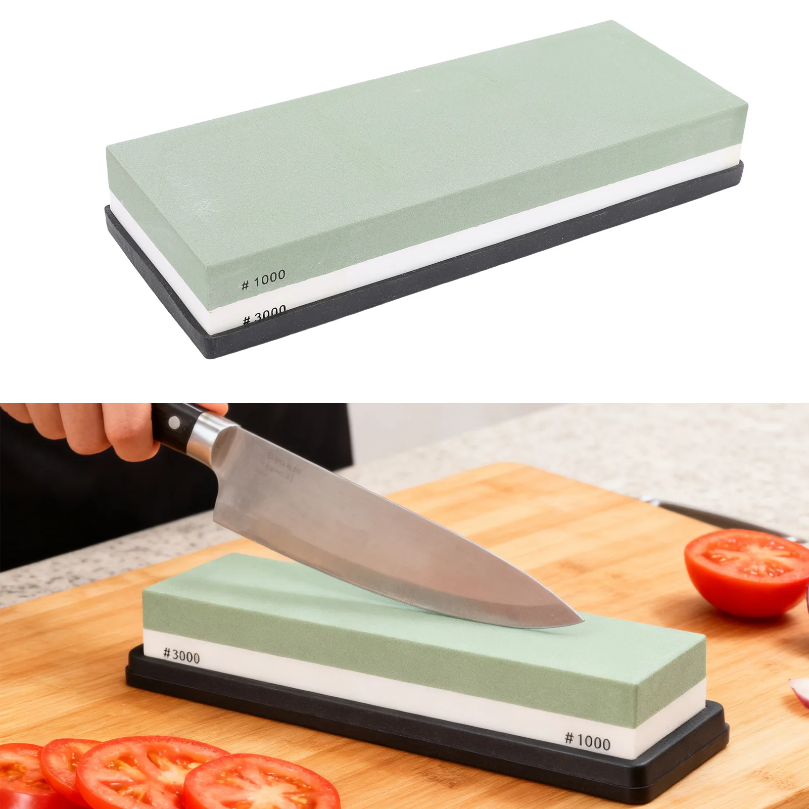 

Flattening Stone Sharpening Stone Dual Sided 1000 3000 Grit Whetstone with Anti Slip Base for Scissors Chisels Axes Green White