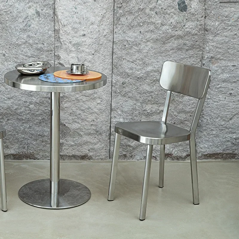 Stainless Steel  Industrial Dining  Metal Frame Nordic Modern Minimalist