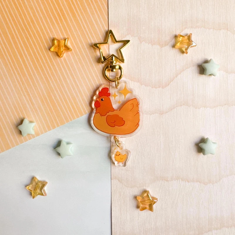 Chicken Linked Acrylic Keychain y2k accessory