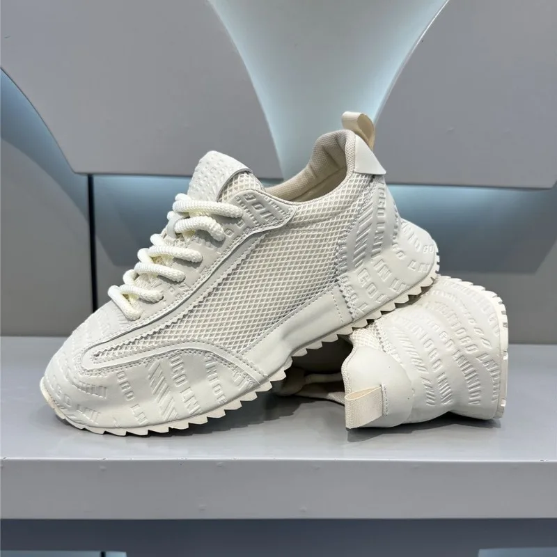 Luxury Mens Shoes Breathable Walking Shoes Solid Color Sneakers Thick Sole Shoes Casual Jogging Shoe 2024 Trend Tenis Masculino