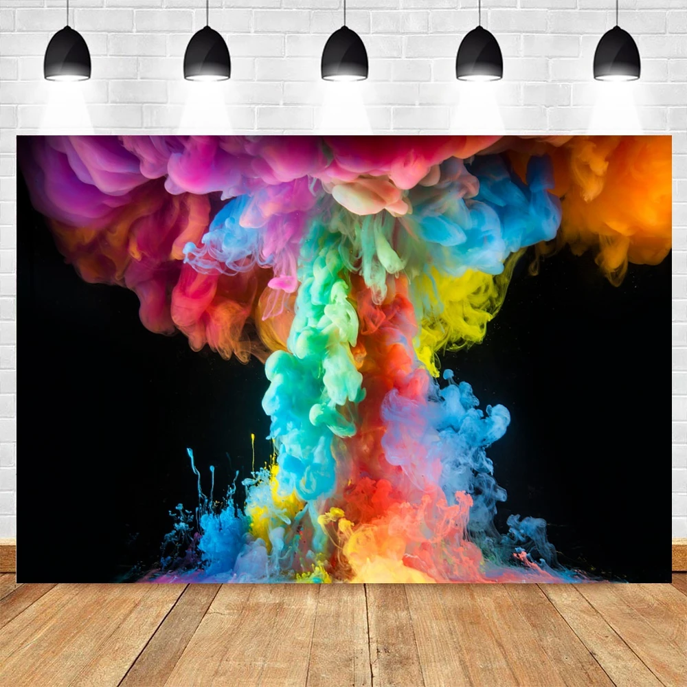Colorful Paint Splash Backdrop Graffiti Abstract Art Painting Powder Dust Spray Birthday Adult Portrait Photography Background