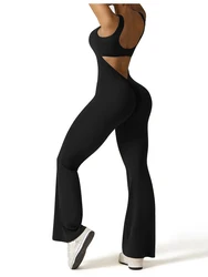 Spring Summer New Women's Slim Fit U-Neck Backless Sleeveless Yoga Sports Clothing Hip Lifting One-Piece Sexy