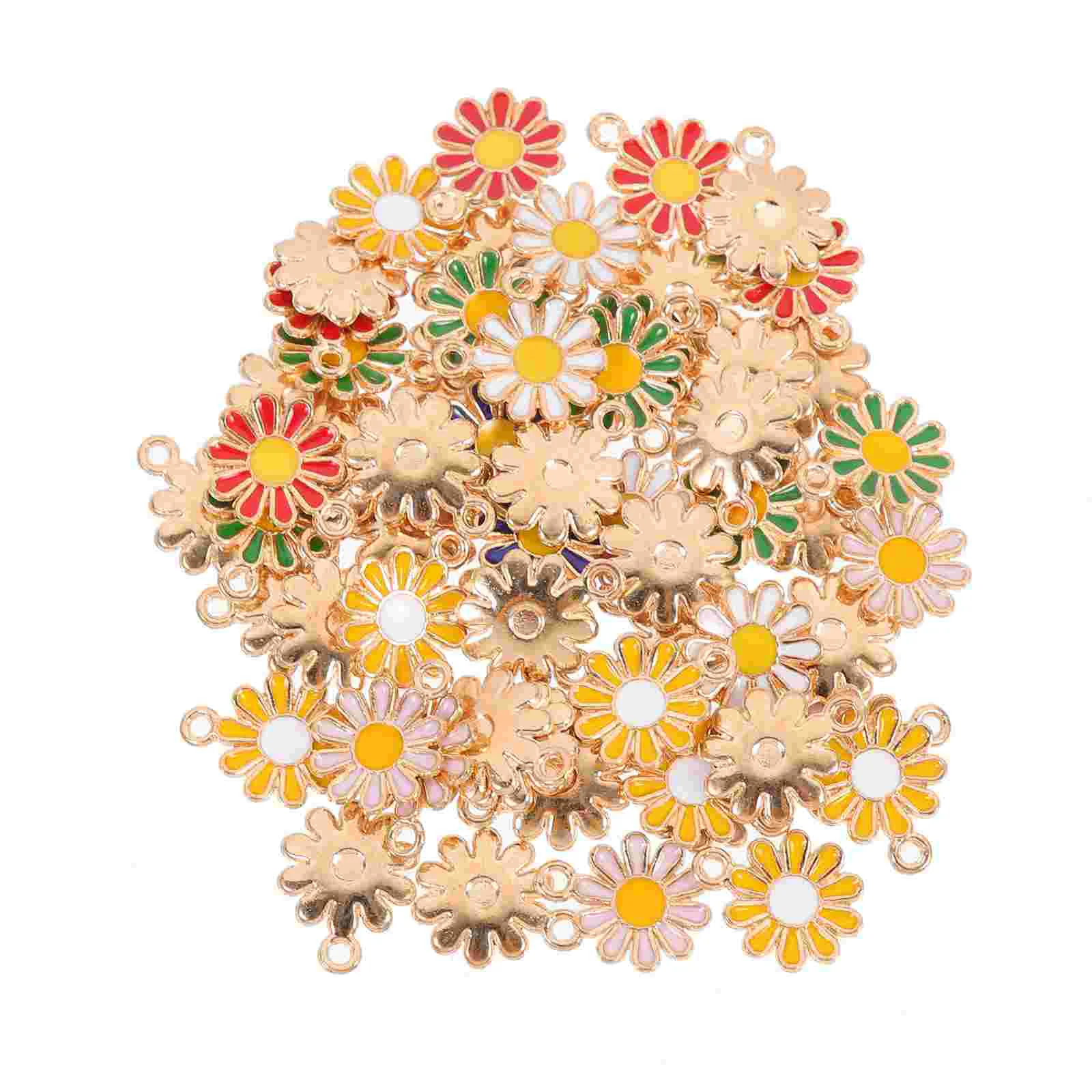 

60 Pcs Small Daisy Pendant Jewelry Pendants DIY Accessories Making Flower Necklace Alloy Materials Vintage Bracelet Earrings