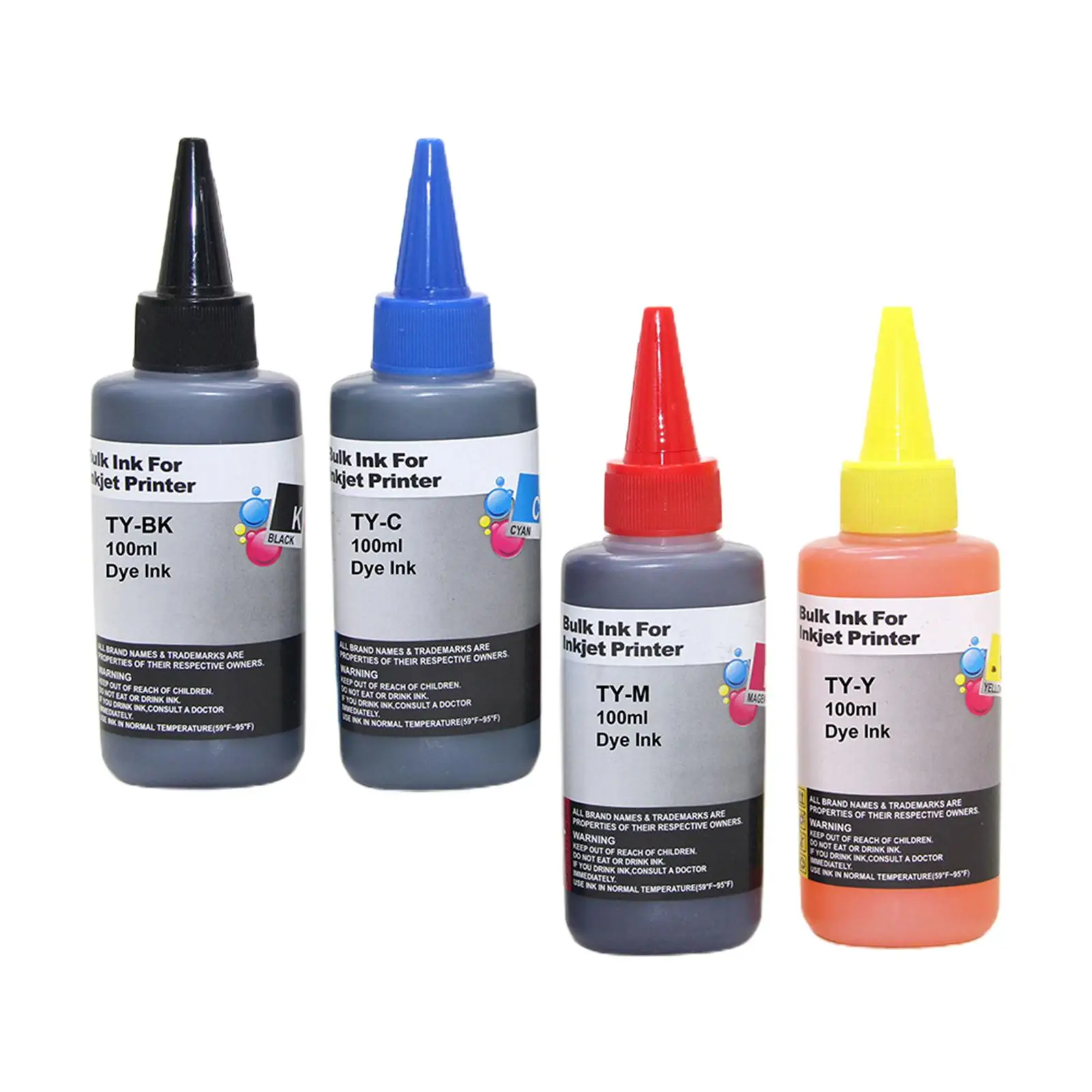 Refill bottles for long-lasting printer ink for the production of