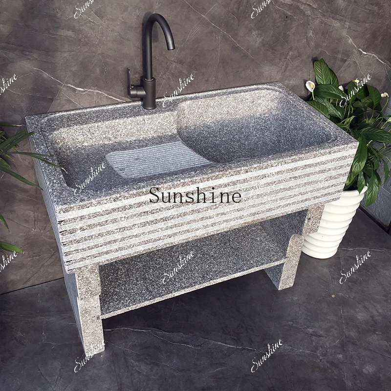 Balcony with washboard Outdoor courtyard Marble laundry pool  FT
