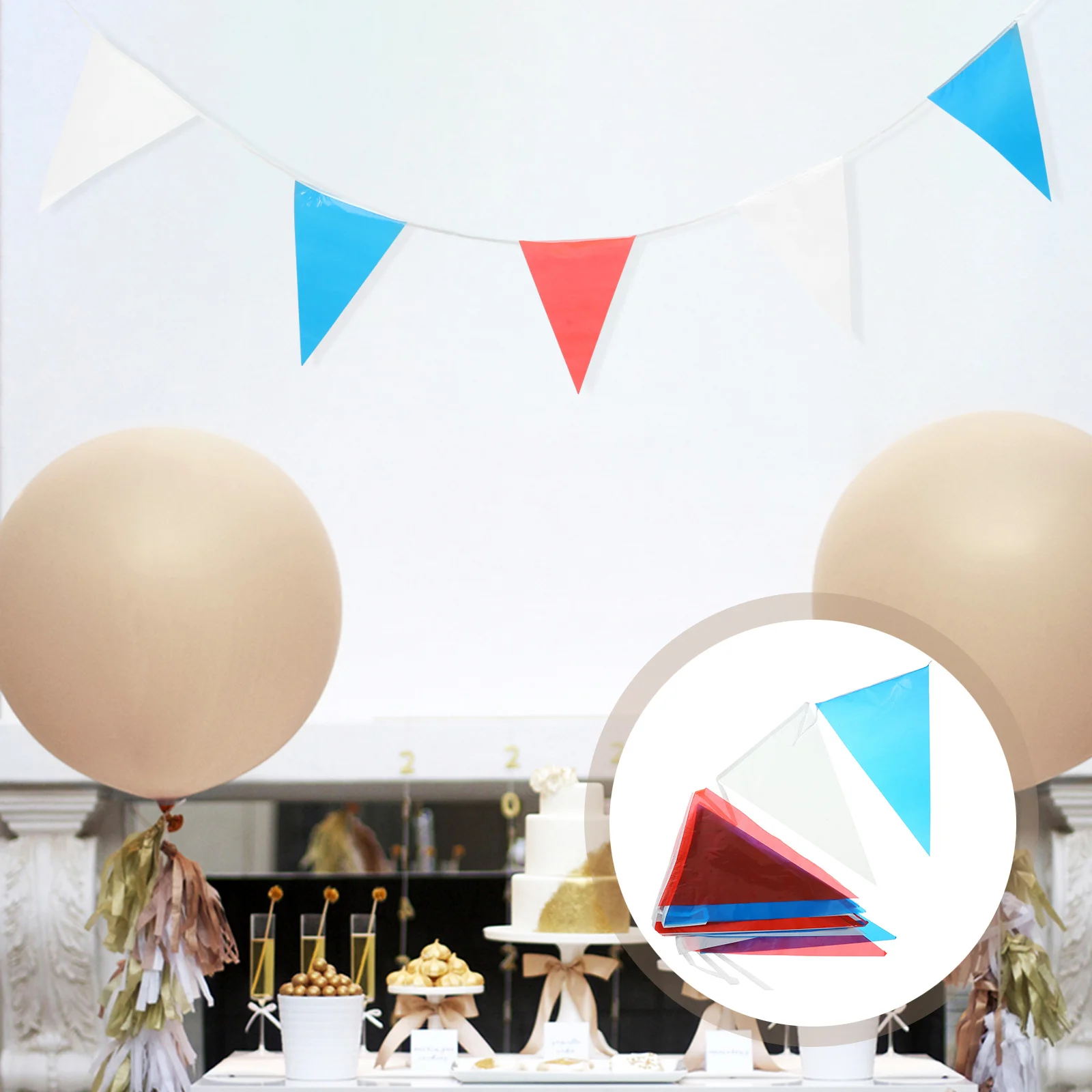 

4Th of July Banner Red White Blue Bunting Cloth Patriotic Decoration for Independence Day Party Outdoor Indoor Theme