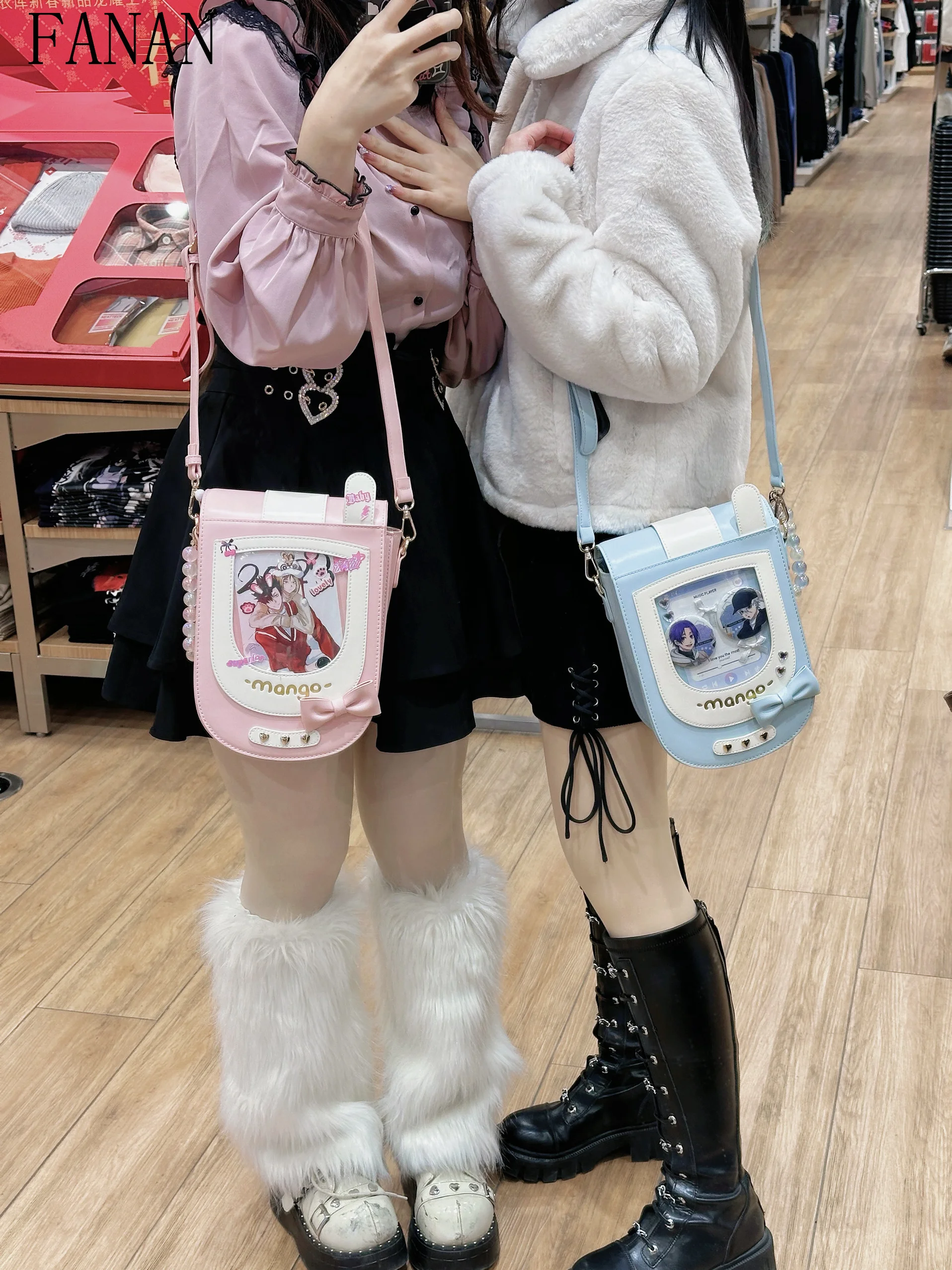 

Lolita Style Original 20cm Cotton Doll Crossbody Bags for Women Sweet and Cute Transparent Cute PU Versatile Girl Bags