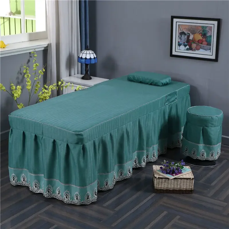 Beauty Salon Bed Skirt Spa Bed Cover with Face Hole Square Massage Table Bed Cover Sheet Bedskirt SPA Treatment Table