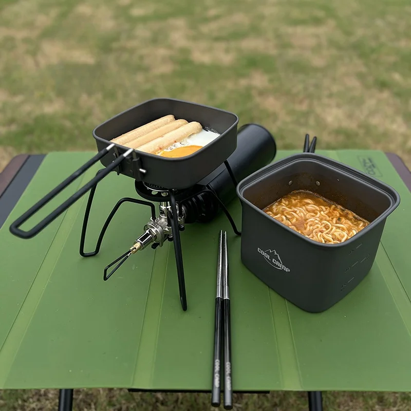 

Camping Cookware Set Portable Nonstick Frying Pan Travel Picnic Backpacking Cookset Outdoor Cooking Gear