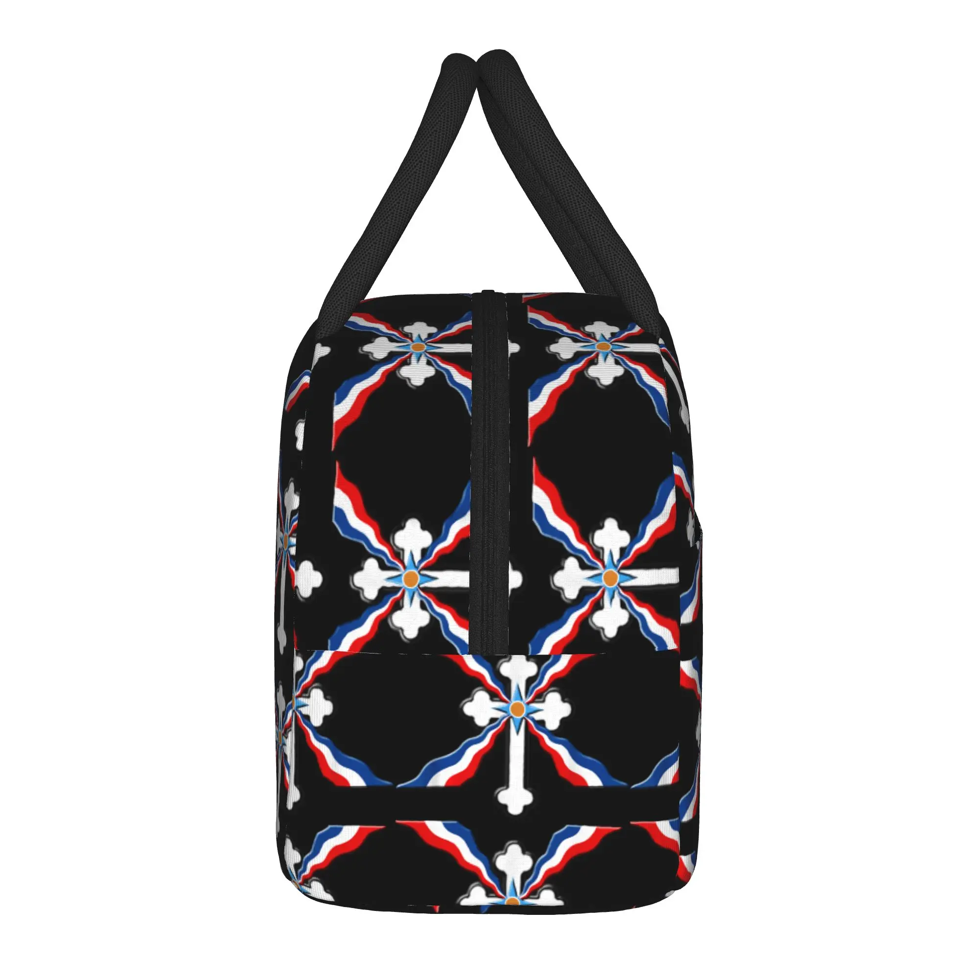 Assyrian cross Assyrian flag Lunch Bag  Casual Lunch Box For Unisex Travel Portable Cooler Bag Oxford Thermal Tote Handbags