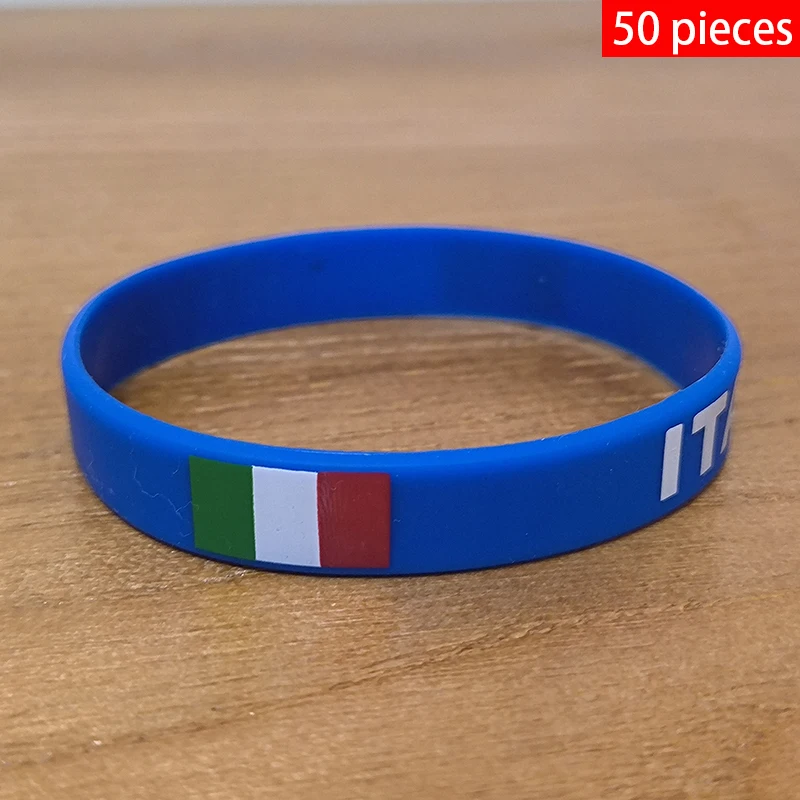 

Wholesale Customized 50pcs Italy National Flag Wristband Sport Silicone Bracelet Rubber Band Commemorative Fashion Accessory