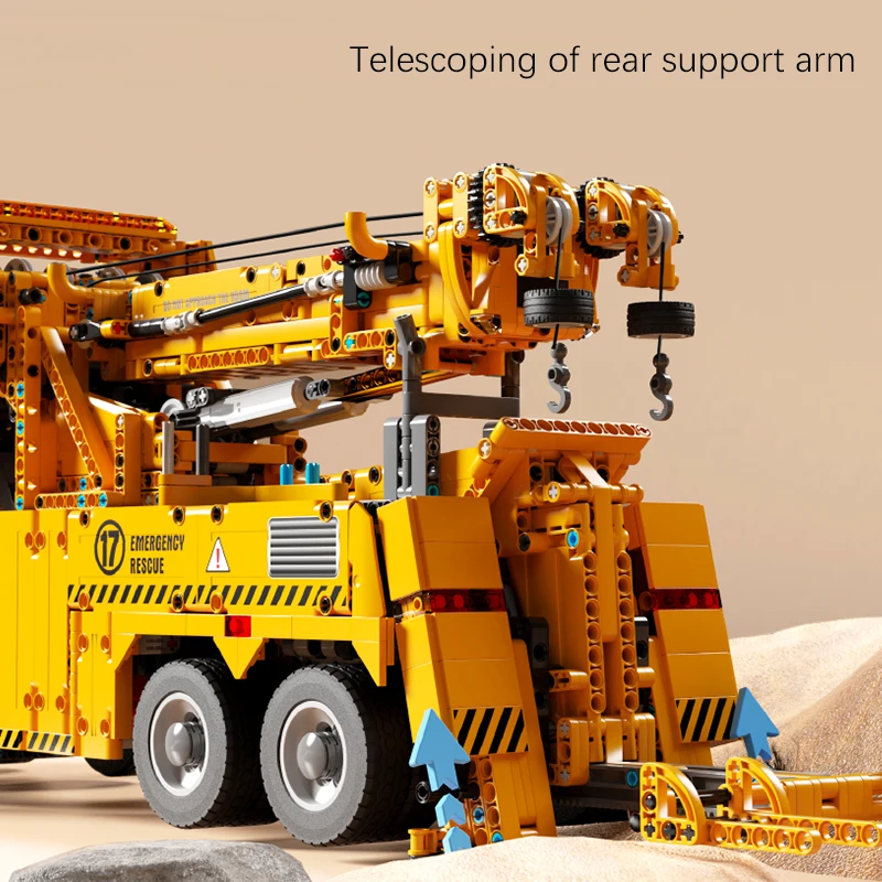 Technical Car Rescue Vehicle APP Remote Control Crane Electric Moter Trucks MOC Bricks Building Blocks Boys Toys Childrens Gifts