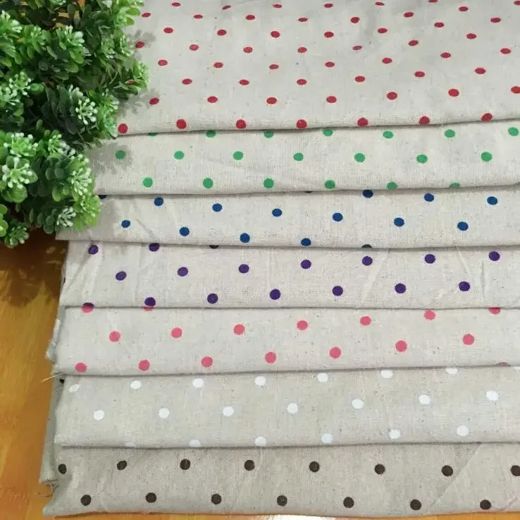 

Polka Dot Printed Series Cotton Linen Fabric Textile Material Canvas Fabric Pure Cotton Linen Fabric Cloth For DIY Sewing Crafts