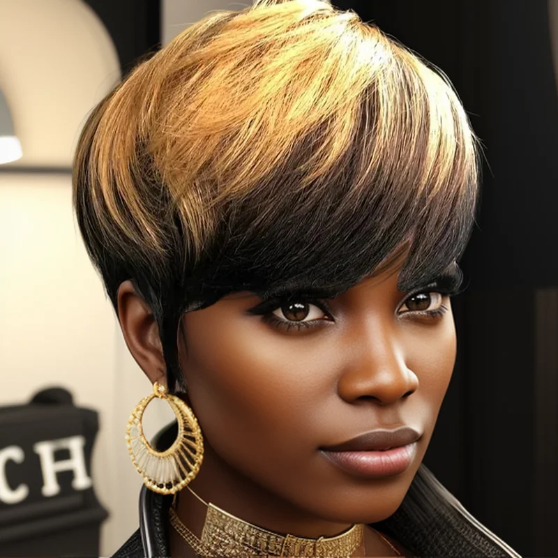 تسليط الضوء على آلة قطع عابث حريري مستقيم جعل شعر مستعار 100٪ شعر بشري ريمي