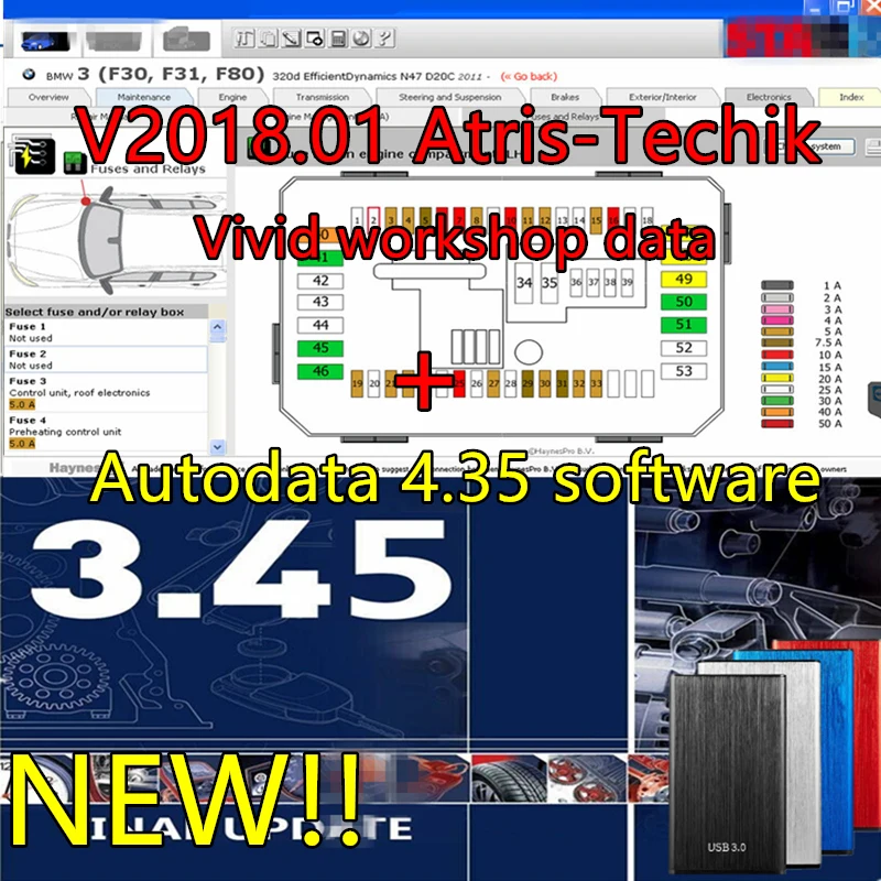 Software de reparación de automóviles Autodata 2023, información de software de coche, instalación de datos automáticos, vídeo guid, novedad de 3,45