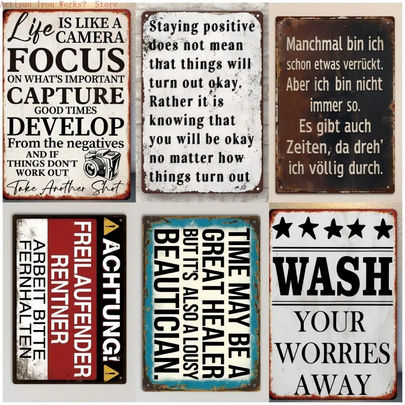 ¡6 carteles metálicos vintage! Arte de pared divertido para Bar Man Cave Garage, decoración de carteles de hojalata Retro, carteles de cocina para el hogar y la granja