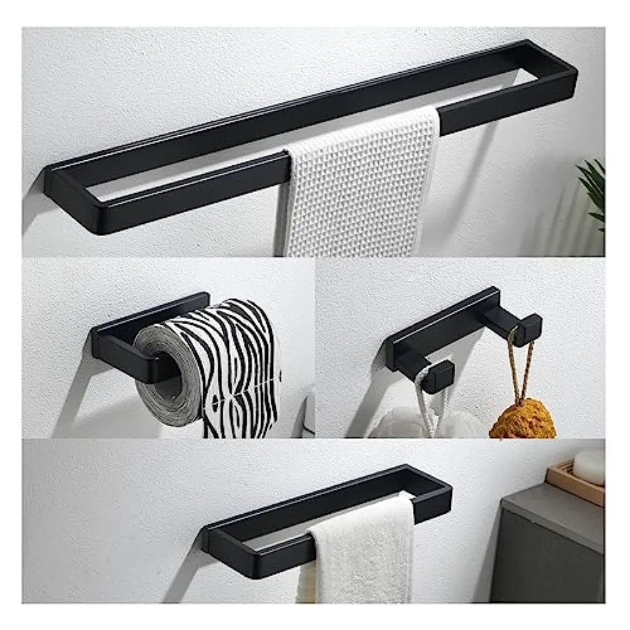 

4-Piece Bathroom Hardware Accessories Set, Bath Towel Bar Set SUS304 Stainless Steel, Round Towel Racks for Bathroom Wall Mount