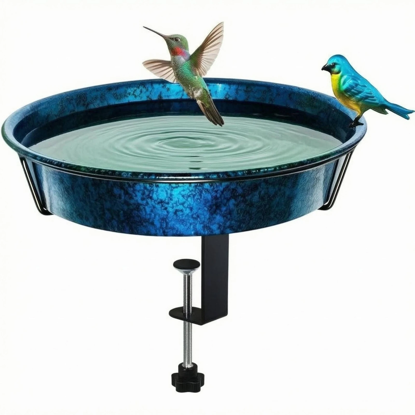 Clamp-on Bird Bath Shallow Basin Railing Bird Bath Outdoor Decor Support Stem Space Saving - view 5