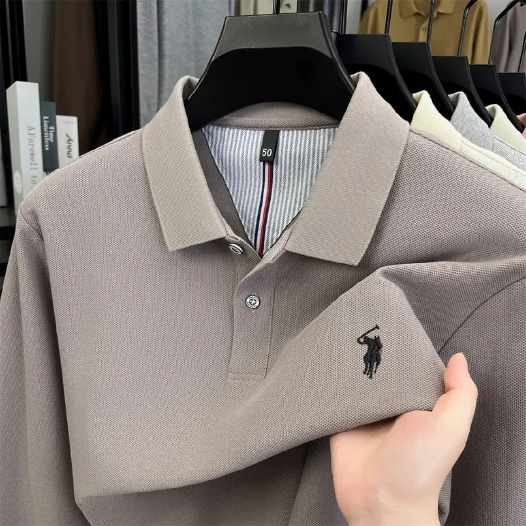 100 % reine Baumwolle, hochwertige Marke, Herren-Polohemd mit langen Ärmeln, Herbst-/Winterkollektion, modisches, luxuriöses Golfoberteil mit Stickerei, lässiges T-Shirt. – Detail 32