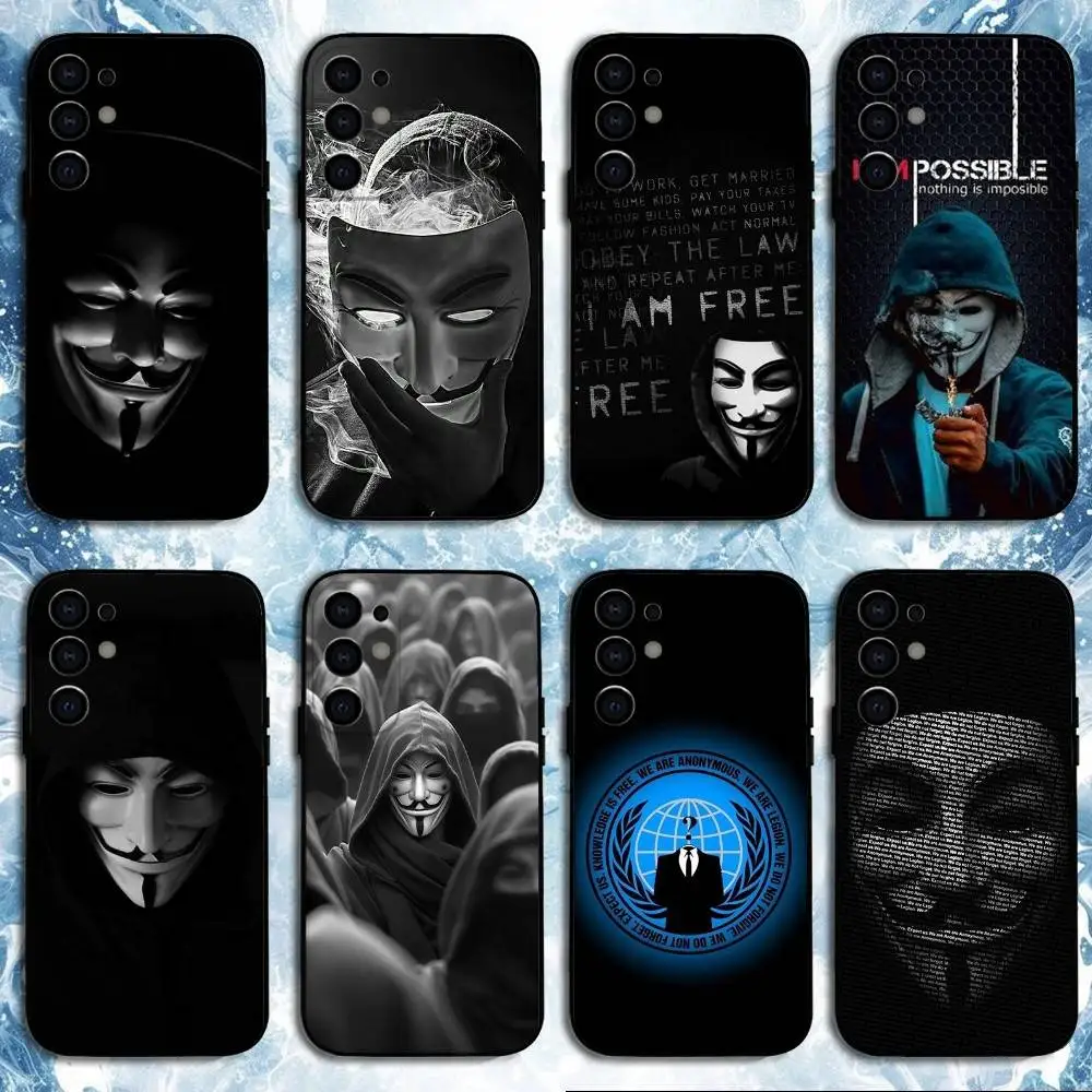 

Anonymous Hacker Art Phone Case For Samsung S25,S24,S23,S22,S21,S20,Plus,Fe,Lite,Others Black Cover