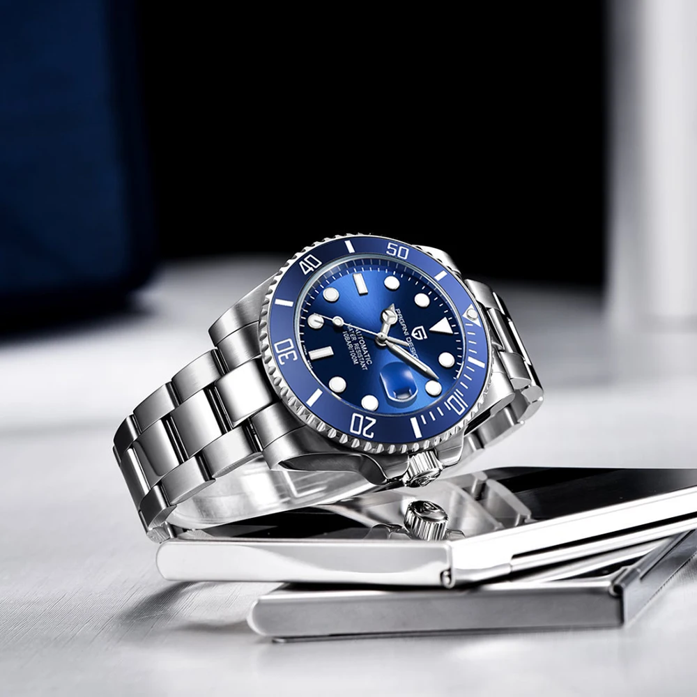 PAGANI DESIGN مقاوم للماء الميكانيكية ساعة أوتوماتيكية للرجال الفولاذ المقاوم للصدأ الياقوت الزجاج هدية الأعمال ساعة رجالي صندوق reloj #5