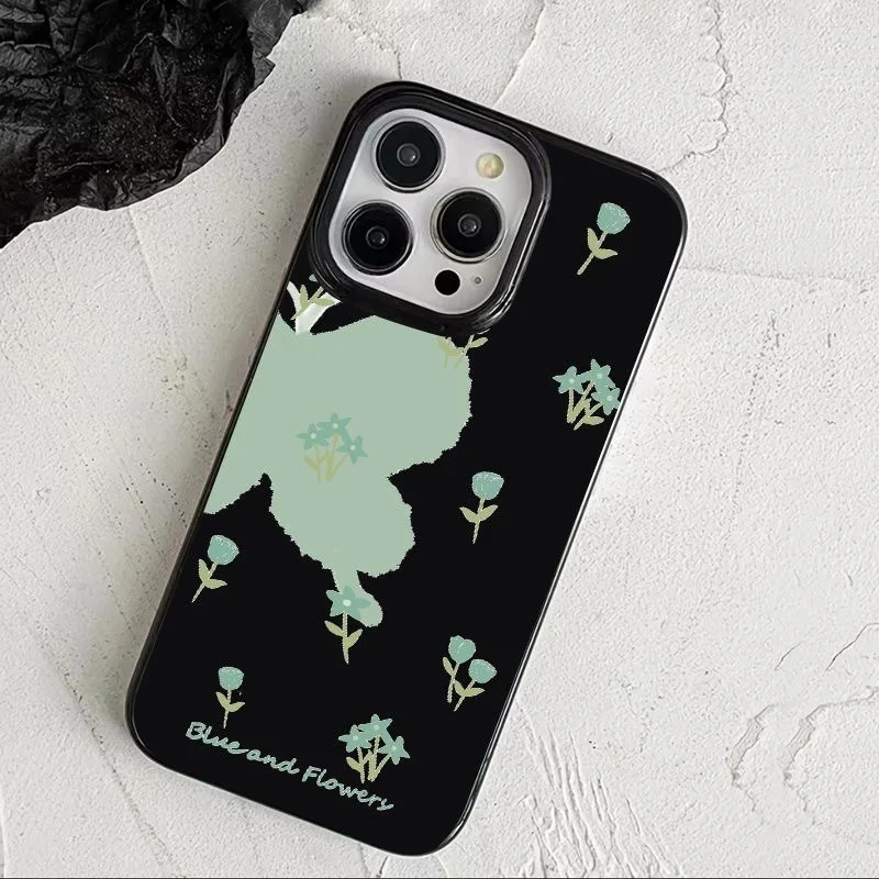 เคสโทรศัพท์แฟชั่นกันกระแทกลายดอกไม้ผีเสื้อสำหรับ iPhone 15 PRO MAX 14 PLUS 13 12 11 XR XS 8 7